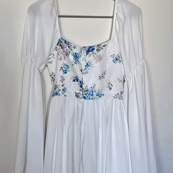 SHEIN White Cottagecore Floral Lace-Up Dress Renaissance Fairycore Boho - Small - Picture 2 of 2